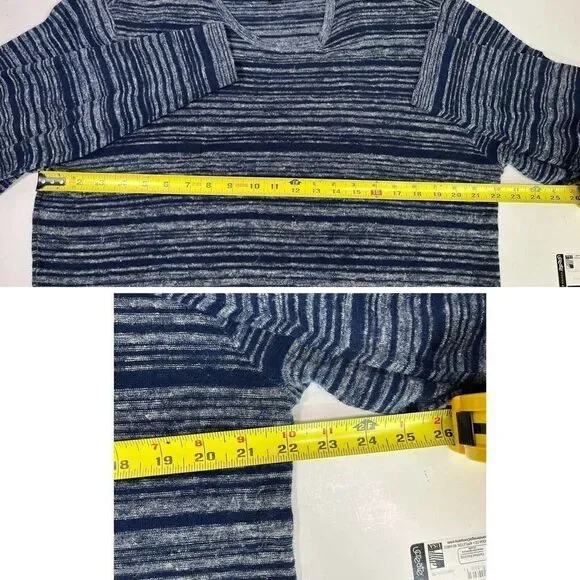 John Varvatos Sweater Men's XL Gray Blue Striped Linen Blend Long Sleeve